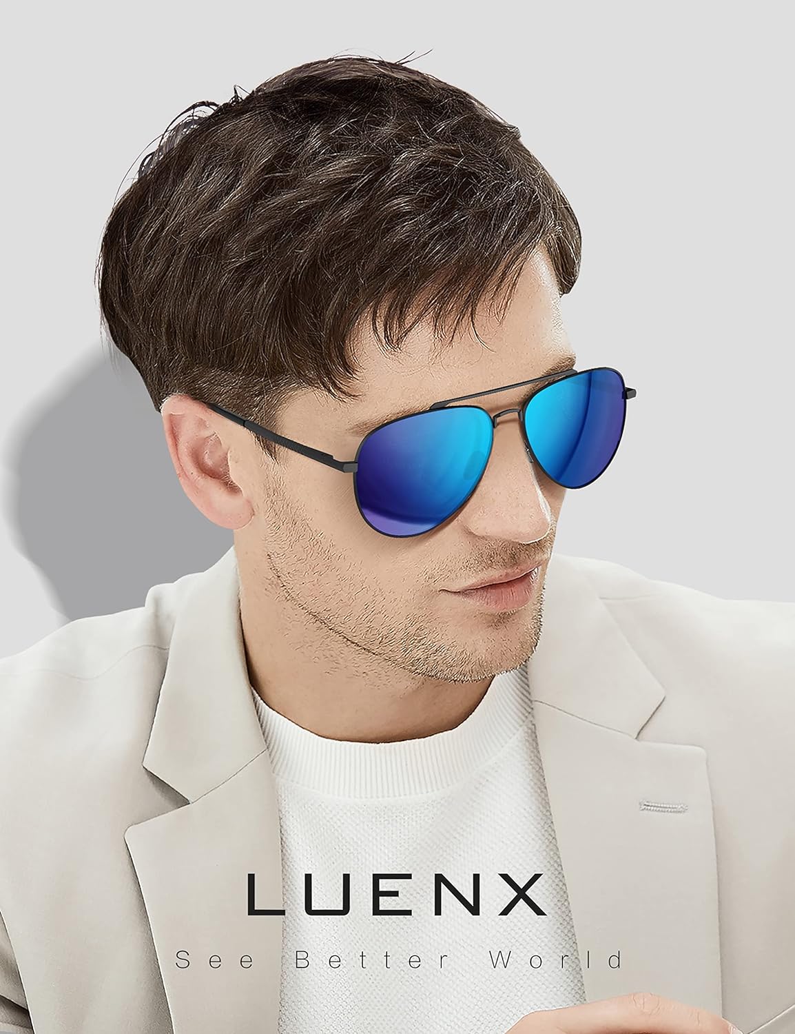 LUENX Aviator Sunglasses for Men Women Polarized - UV 400 Protection with case 60MM