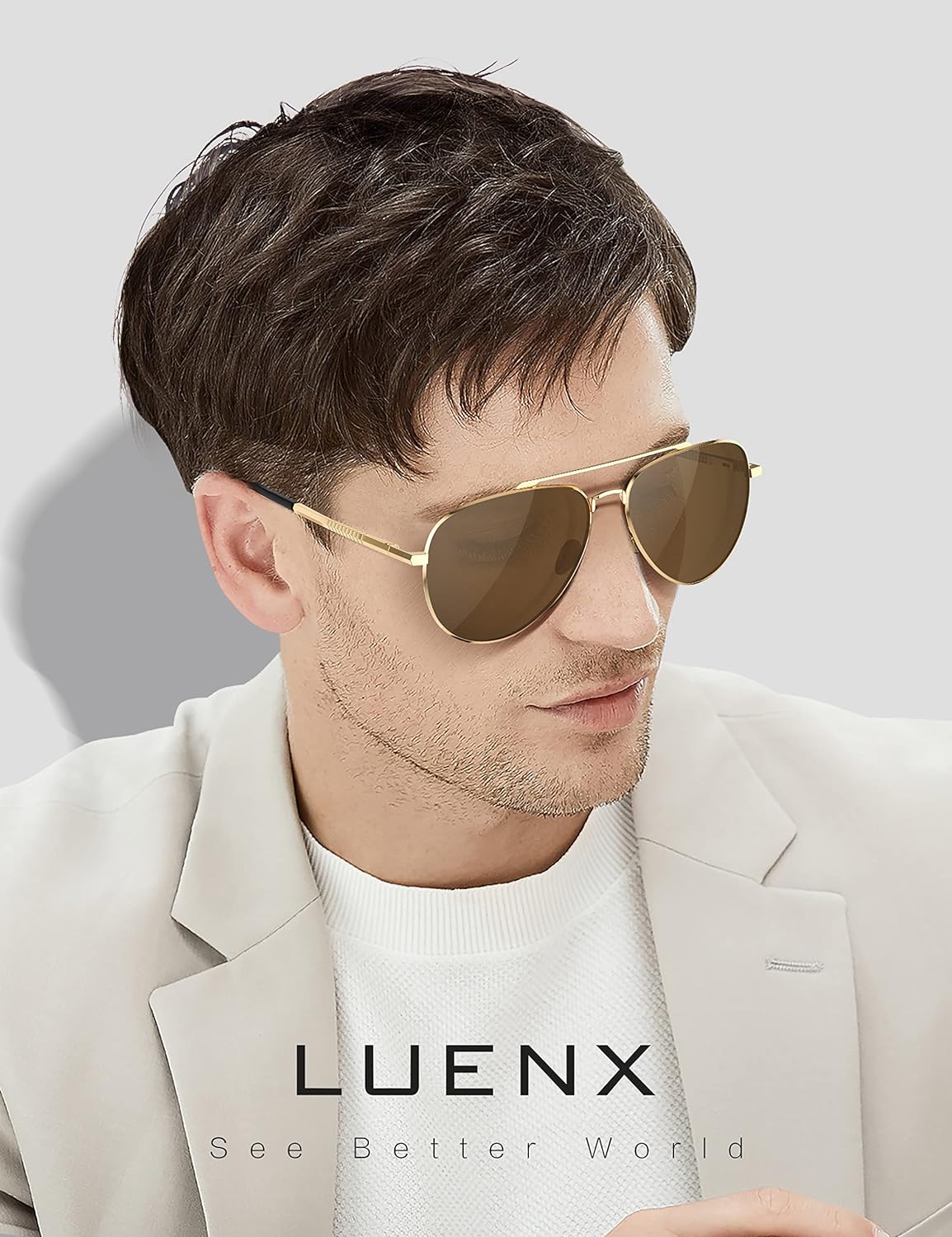 LUENX Aviator Sunglasses for Men Women Polarized - UV 400 Protection with case 60MM