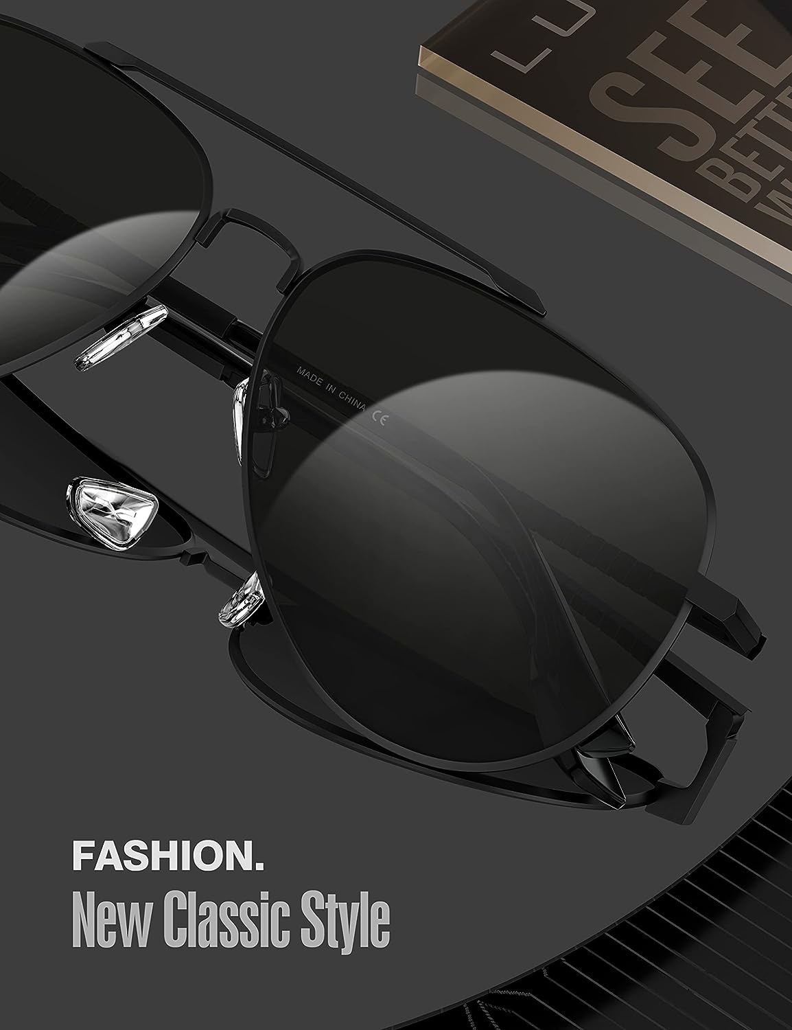 LUENX Aviator Sunglasses for Men Women Polarized - UV 400 Protection with case 60MM