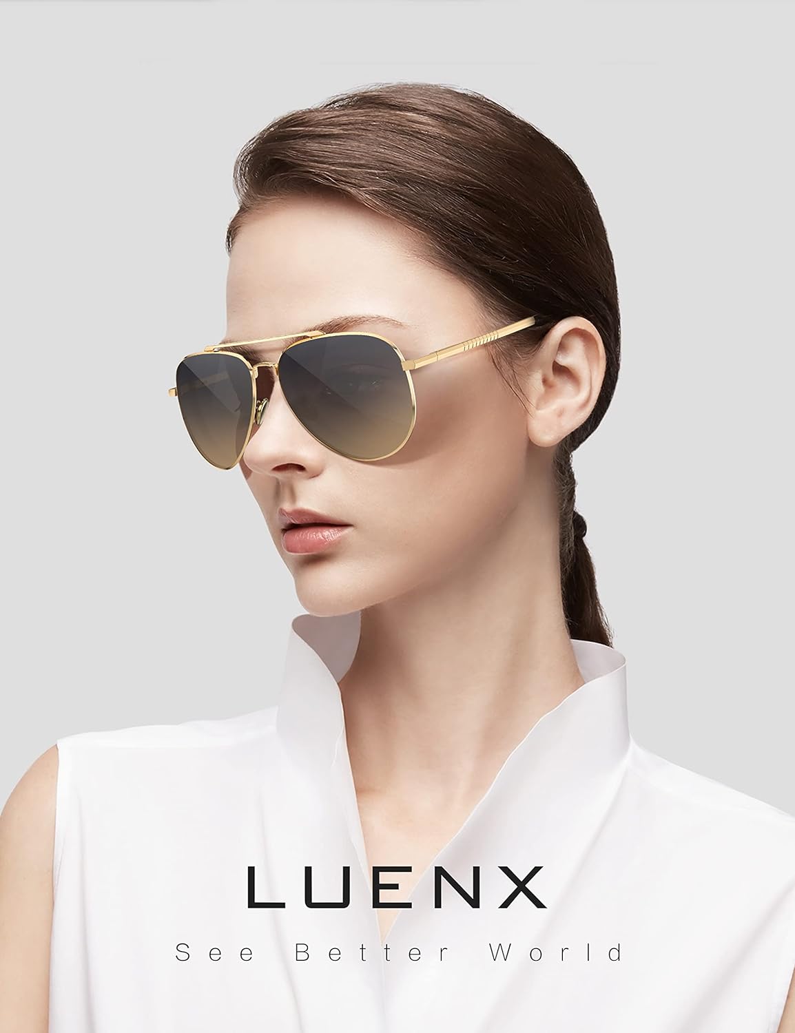 LUENX Aviator Sunglasses for Men Women Polarized - UV 400 Protection with case 60MM