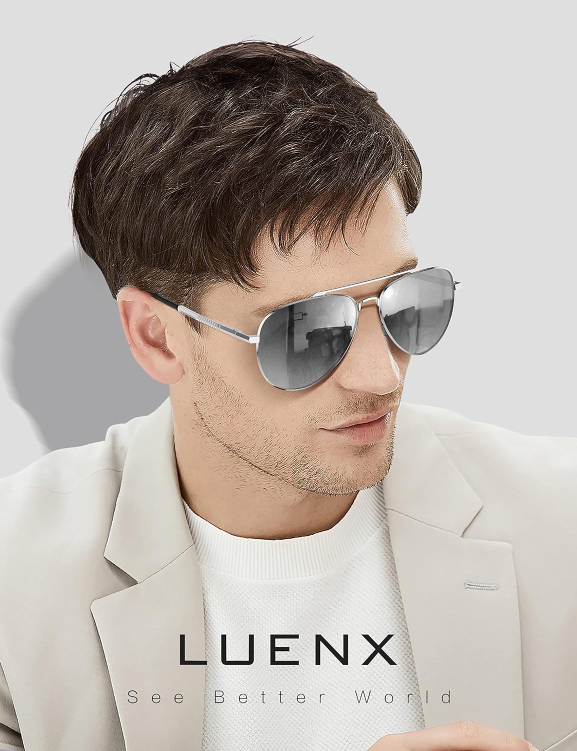 LUENX Aviator Sunglasses for Men Women Polarized - UV 400 Protection with case 60MM