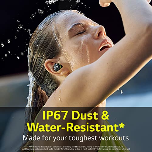 LG TONE Free True Wireless Bluetooth Sports Earbuds TF8 - with Uvnano Charging Case, IP67 Dust and Water Resistance, Black, Small