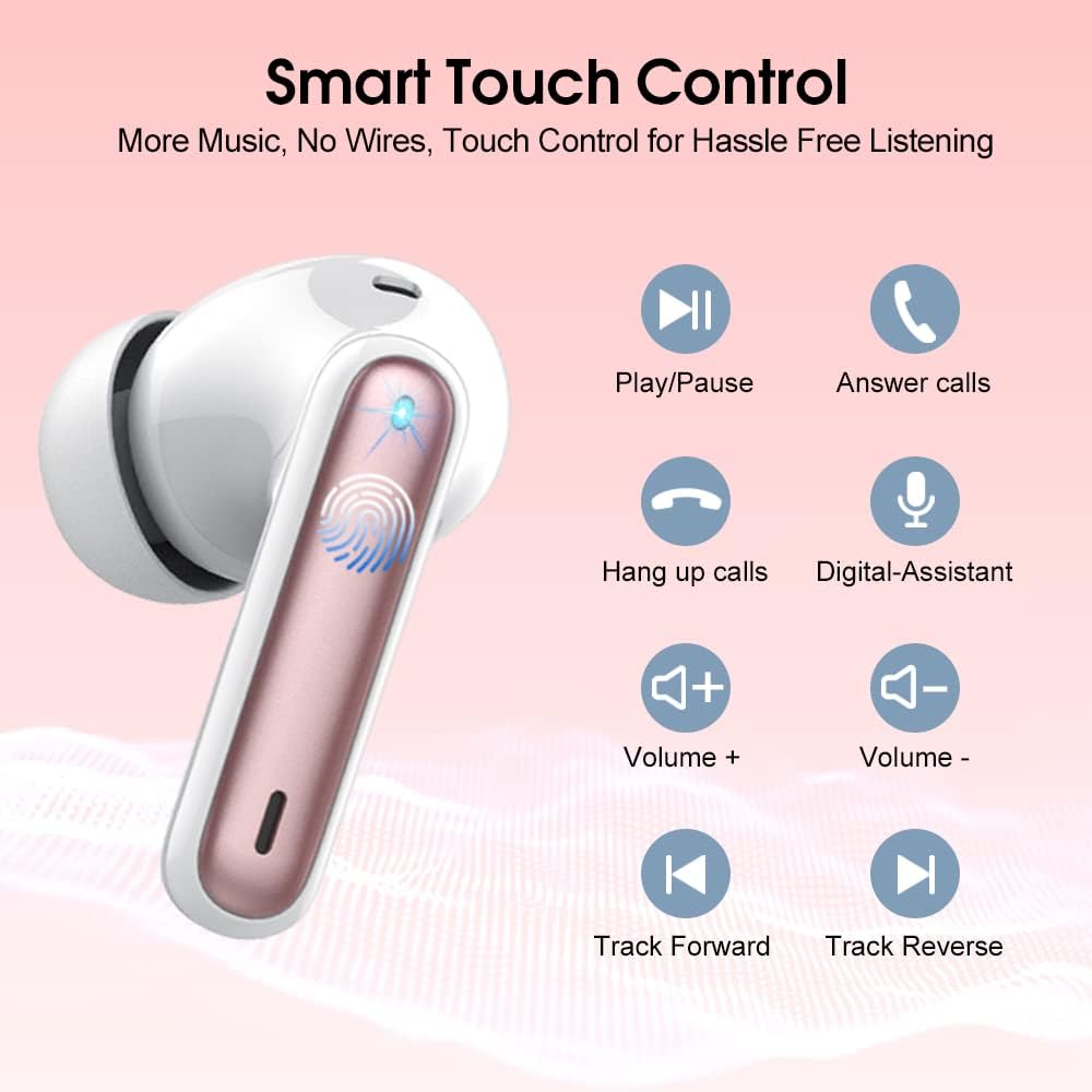 Wireless Earbuds, 2023 Bluetooth Headphones 5.3 HiFi Stereo Earphones, 40H Playtime in-Ear Earbud, Bluetooth Earbud with LED Power Display, IP7 Waterproof Earphones Sport Headset for Android iOS
