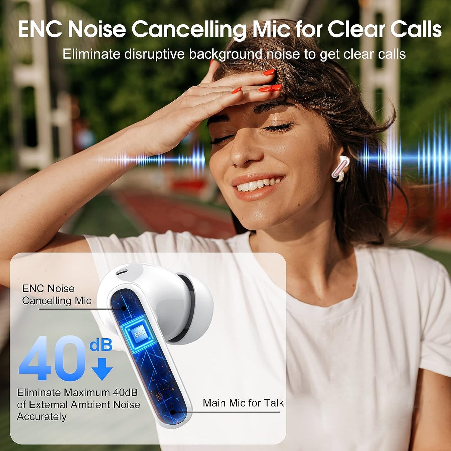 Wireless Earbuds, 2023 Bluetooth Headphones 5.3 HiFi Stereo Earphones, 40H Playtime in-Ear Earbud, Bluetooth Earbud with LED Power Display, IP7 Waterproof Earphones Sport Headset for Android iOS