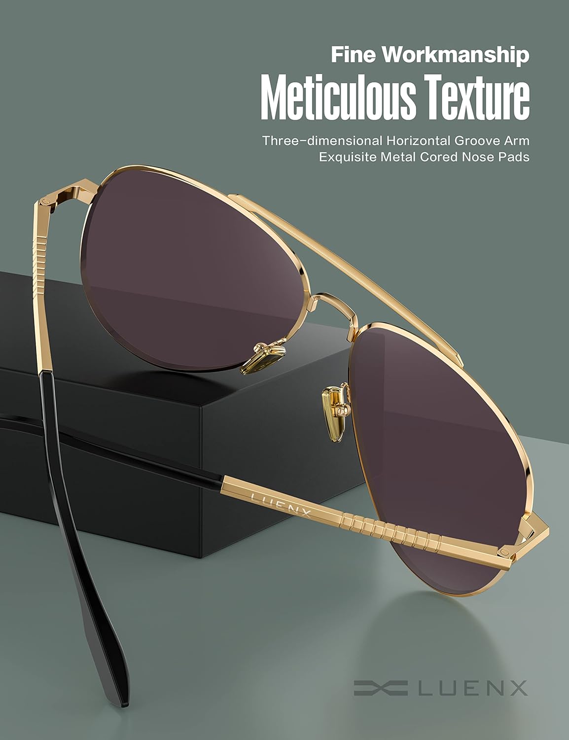 LUENX Aviator Sunglasses for Men Women Polarized - UV 400 Protection with case 60MM