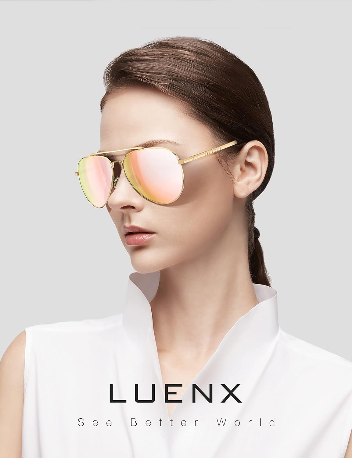 LUENX Aviator Sunglasses for Men Women Polarized - UV 400 Protection with case 60MM