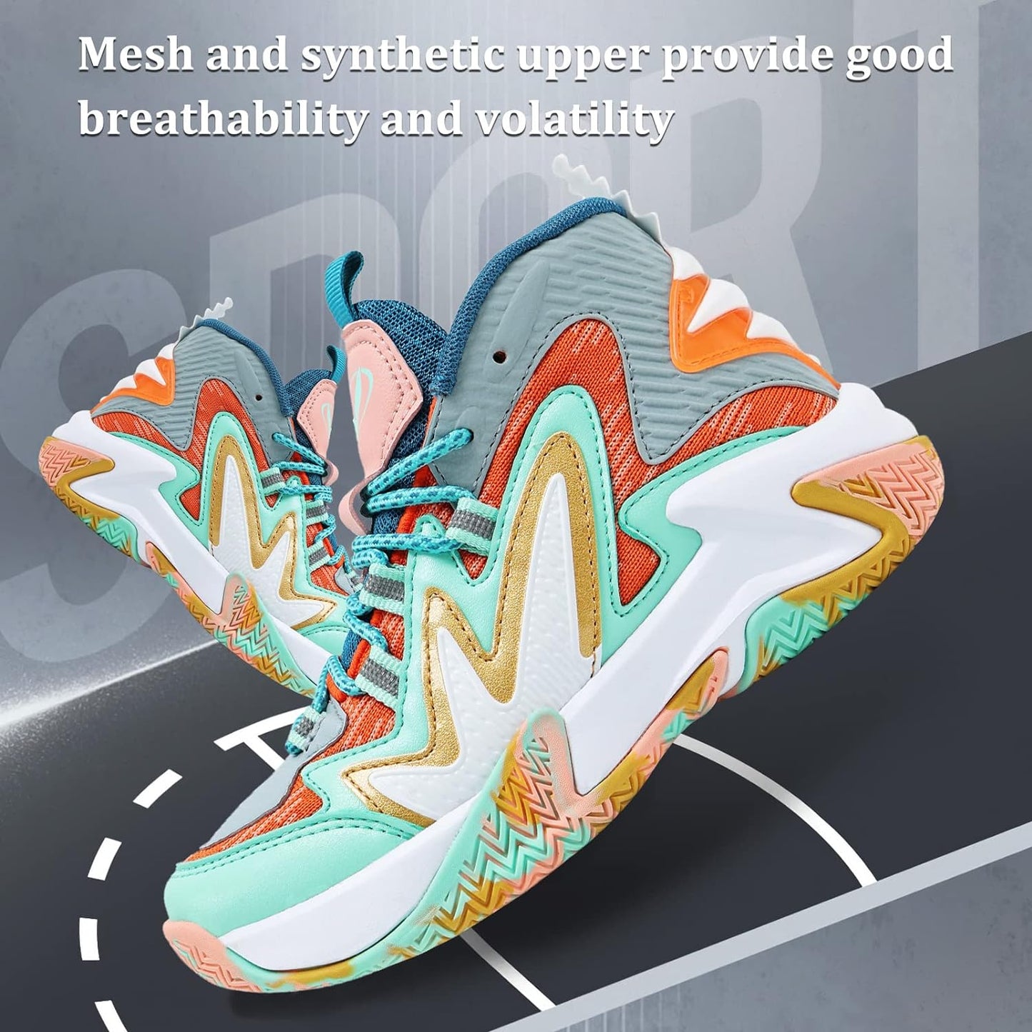 VITUOFLY Kids Basketball Shoes Boys Air Cushion Sneakers Girls Mid Top School Training Shoes Non-Slip Outdoor Sports Shoes Comfortable Boys Running Shoes Durable Little Kid/Big Kid