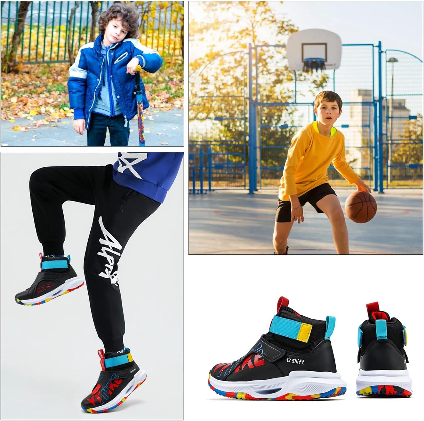 VITUOFLY Kids Basketball Shoes Boys Air Cushion Sneakers Girls Mid Top School Training Shoes Non-Slip Outdoor Sports Shoes Comfortable Boys Running Shoes Durable Little Kid/Big Kid