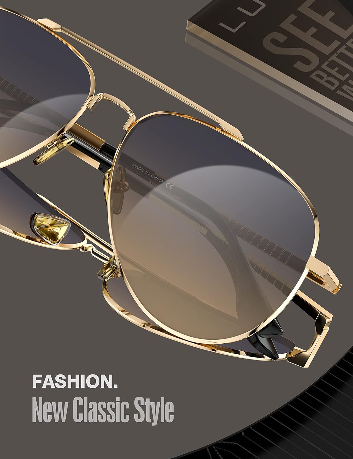 LUENX Aviator Sunglasses for Men Women Polarized - UV 400 Protection with case 60MM