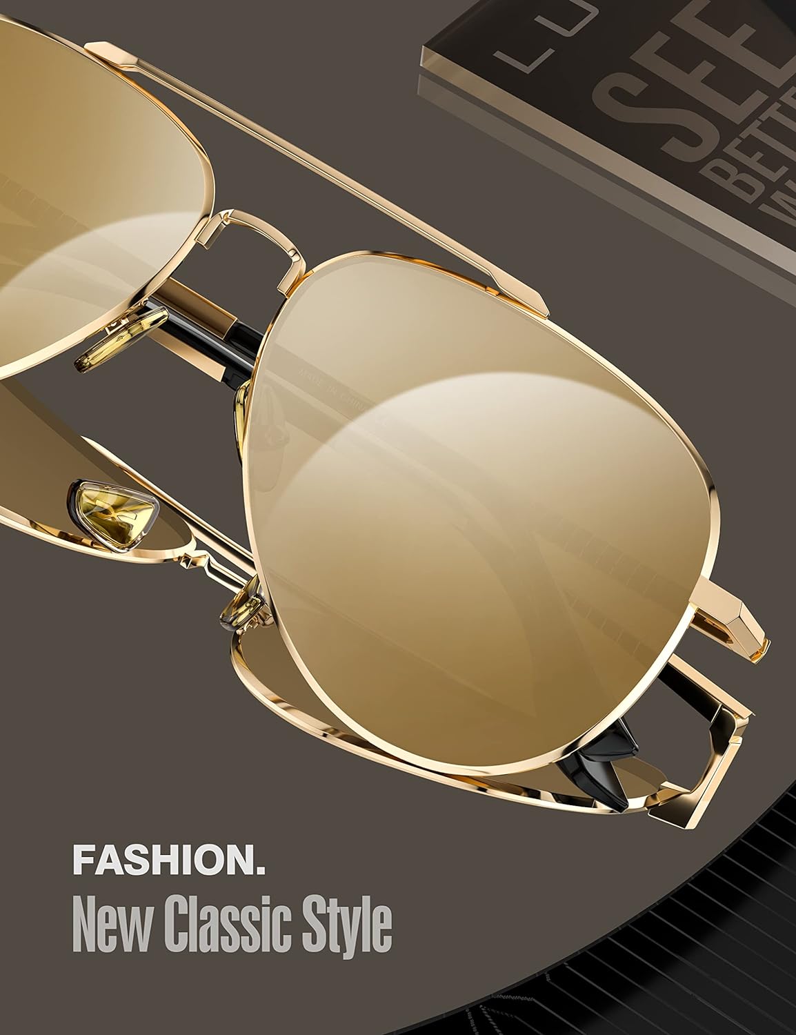 LUENX Aviator Sunglasses for Men Women Polarized - UV 400 Protection with case 60MM