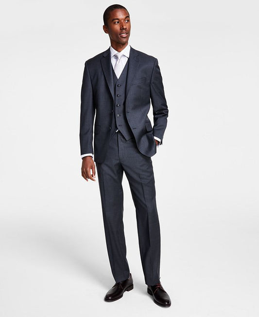 Men's Classic-Fit Wool Stretch Solid Vested Suit Separates