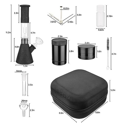 [7Piece] Coryamon 11.2inch Favorites Silicone and Glass Bing Bong Collectors Set Gift for Family [All in One]
