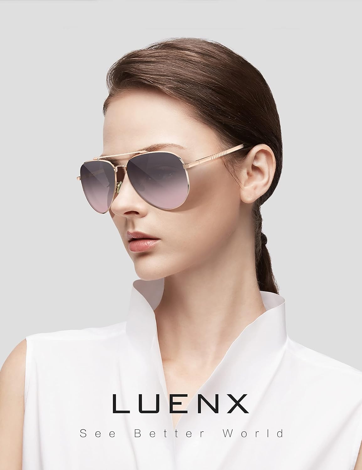 LUENX Aviator Sunglasses for Men Women Polarized - UV 400 Protection with case 60MM