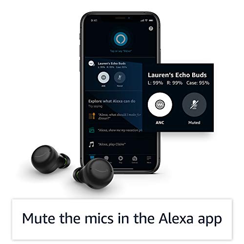 Echo Buds with Active Noise Cancellation (2021 release, 2nd gen) | Wired charging case | Black