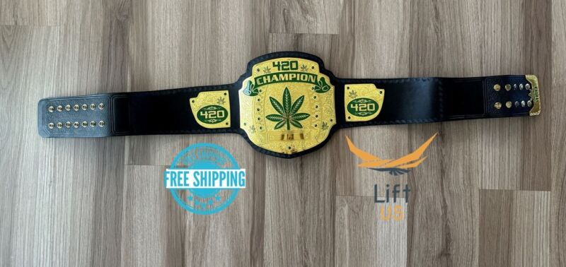 420 Weed World Wrestling Championship Belt 4mm Brass Original Leather