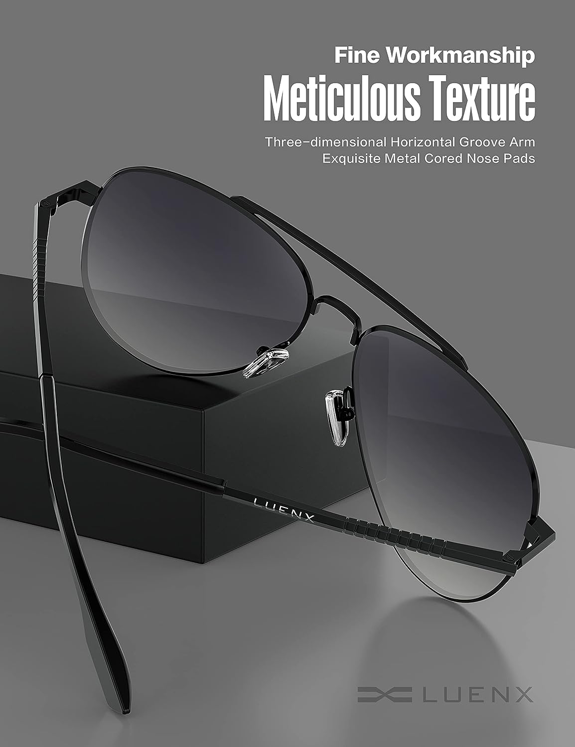 LUENX Aviator Sunglasses for Men Women Polarized - UV 400 Protection with case 60MM