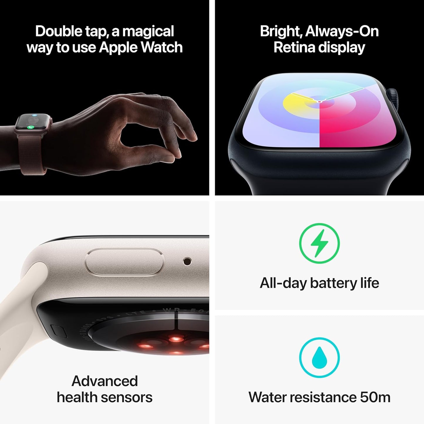 Apple Watch Series 9 [GPS + Cellular 41mm] Smartwatch with Gold Stainless Steel Case with Gold Sport Band S/M. Fitness Tracker, Blood Oxygen & ECG Apps, Always-On Retina Display