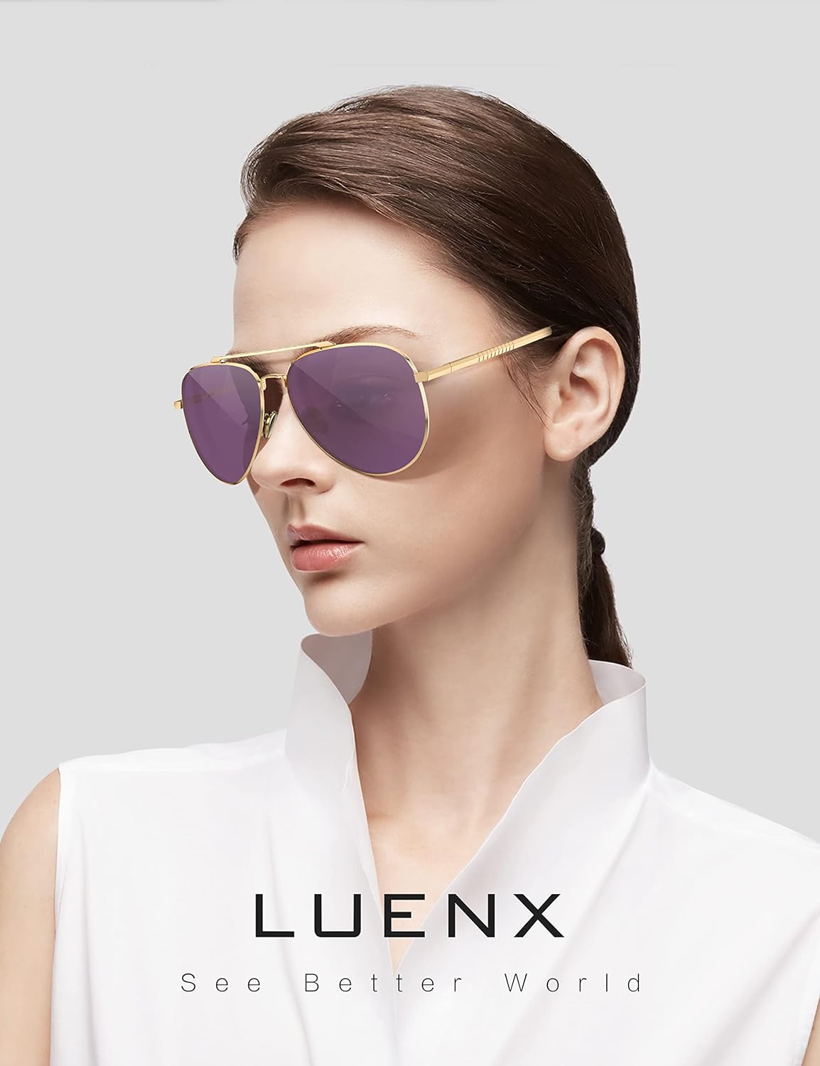 LUENX Aviator Sunglasses for Men Women Polarized - UV 400 Protection with case 60MM