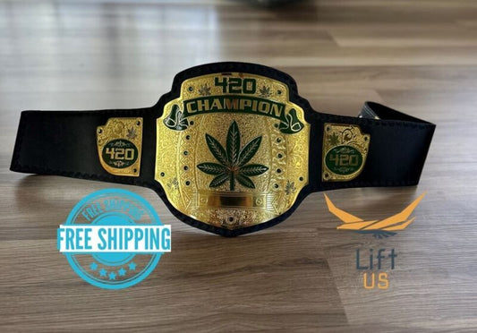 420 Weed World Wrestling Championship Belt 4mm Brass Original Leather