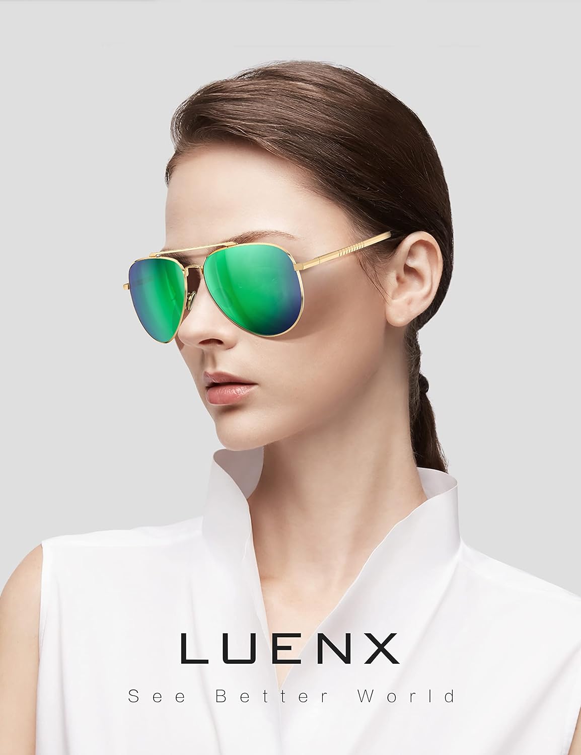 LUENX Aviator Sunglasses for Men Women Polarized - UV 400 Protection with case 60MM