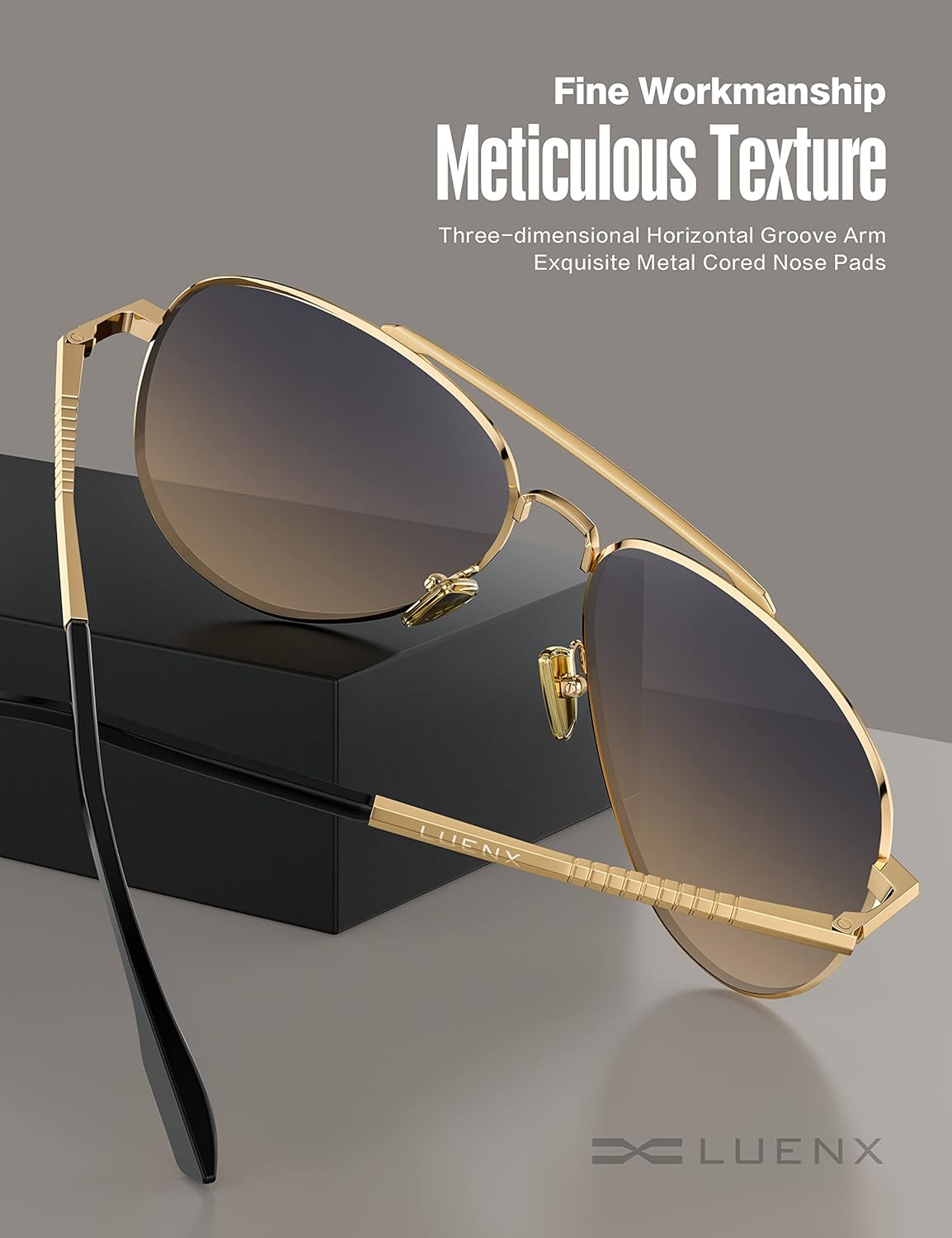 LUENX Aviator Sunglasses for Men Women Polarized - UV 400 Protection with case 60MM