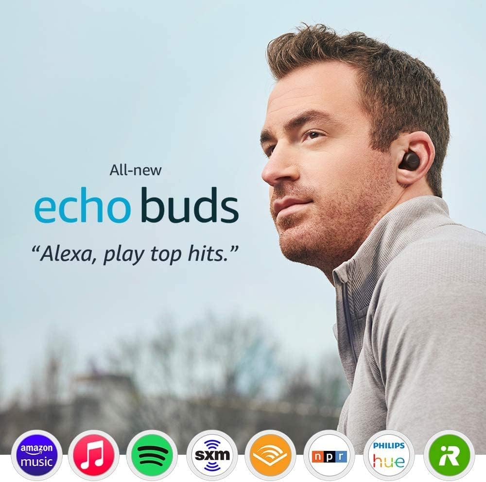 Echo Buds with Active Noise Cancellation (2021 release, 2nd gen) | Wired charging case | Black