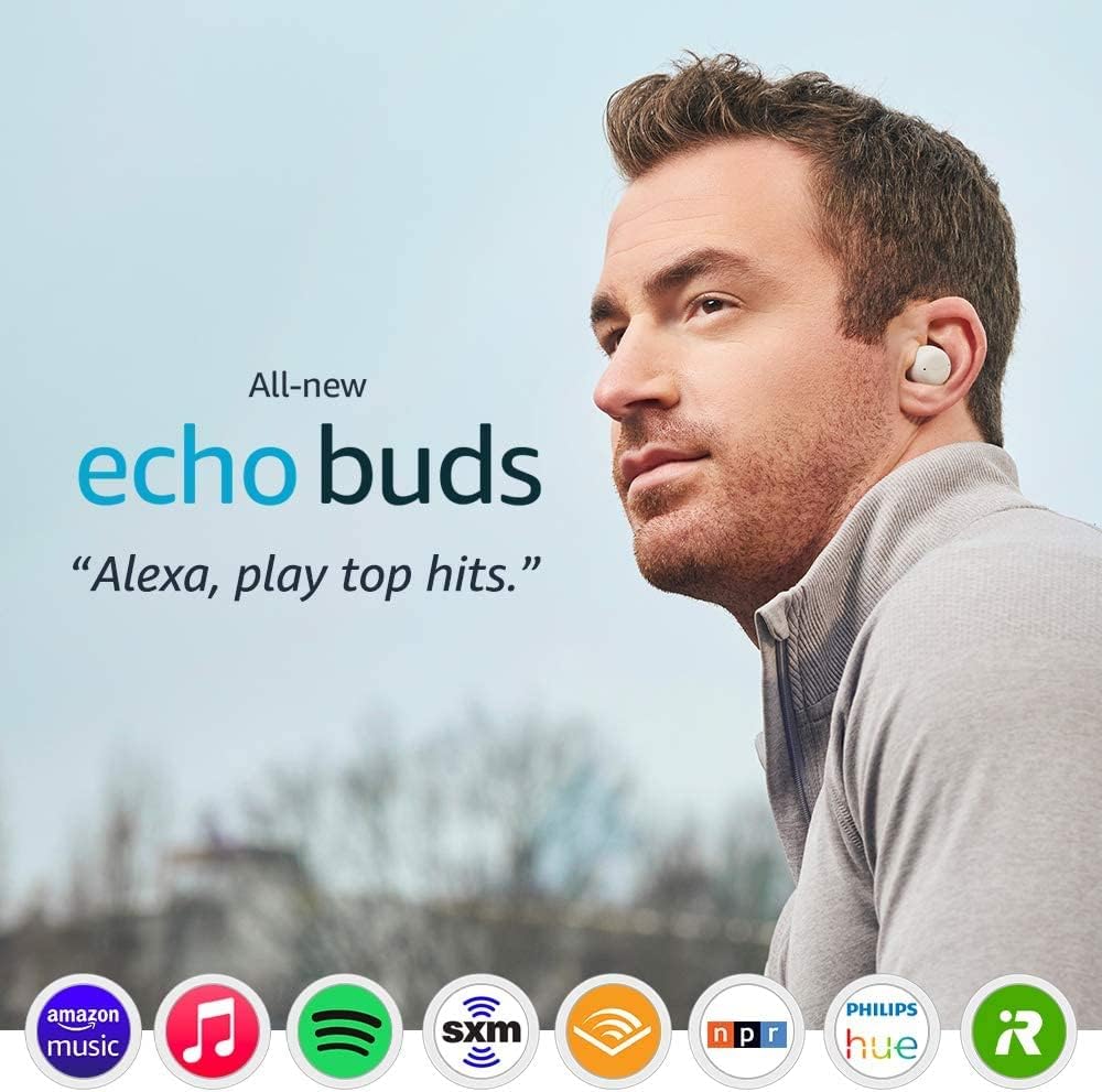 Echo Buds with Active Noise Cancellation (2021 release, 2nd gen) | Wired charging case | Black