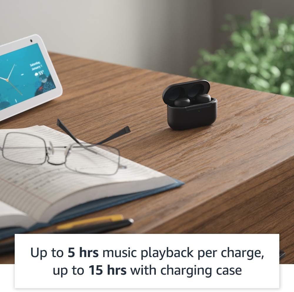Echo Buds with Active Noise Cancellation (2021 release, 2nd gen) | Wired charging case | Black