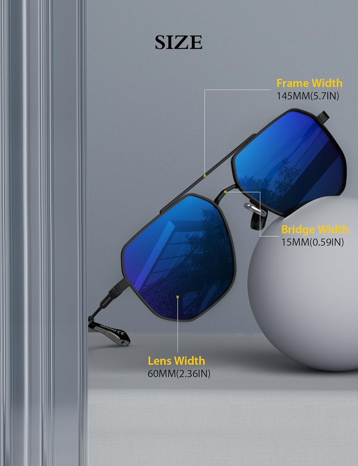 LUENX Aviator Sunglasses for Men Women Polarized - UV 400 Protection with case 60MM
