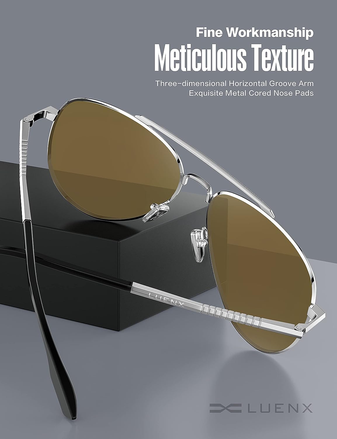 LUENX Aviator Sunglasses for Men Women Polarized - UV 400 Protection with case 60MM