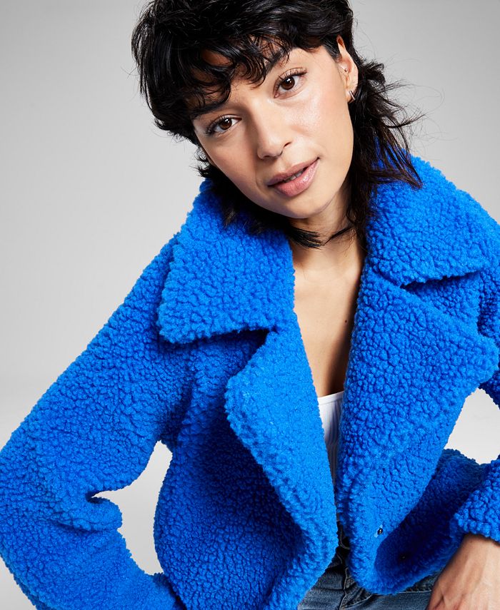 Women's Notch-Collar Teddy Coat