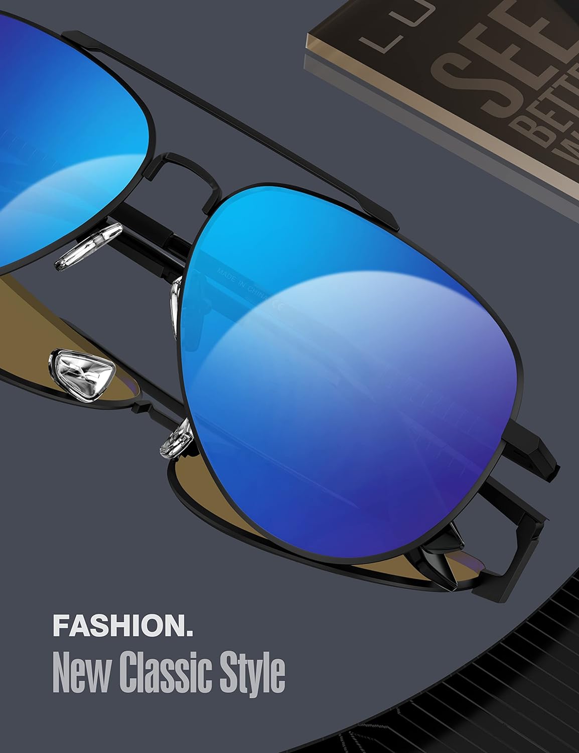 LUENX Aviator Sunglasses for Men Women Polarized - UV 400 Protection with case 60MM