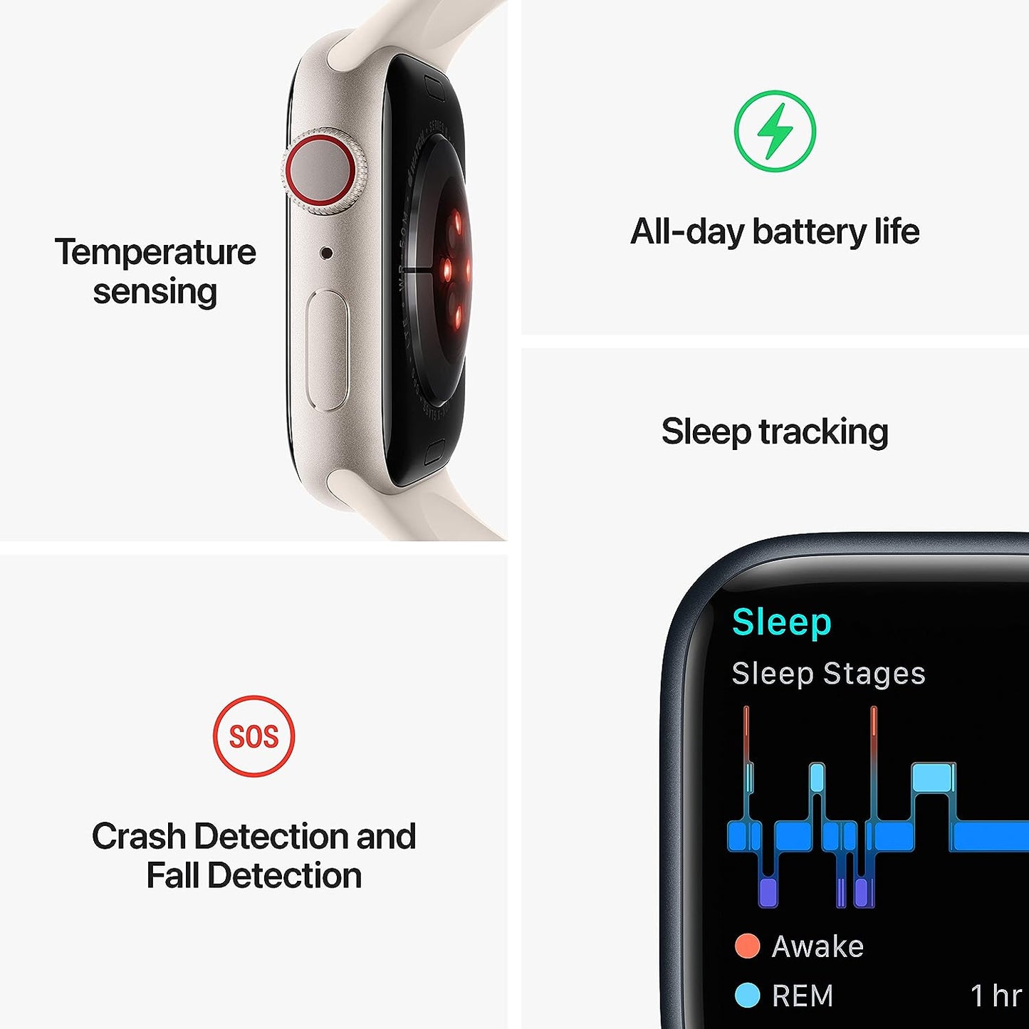Apple Watch Series 8 [GPS + Cellular 41mm] Smart Watch w/Starlight Aluminum Case with Starlight Sport Band - S/M. Fitness Tracker, Blood Oxygen & ECG Apps, Always-On Retina Display, Water Resistant