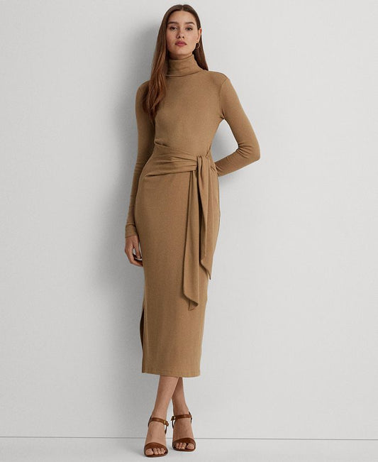 Women's Tie-Front Turtleneck Sweater Dress