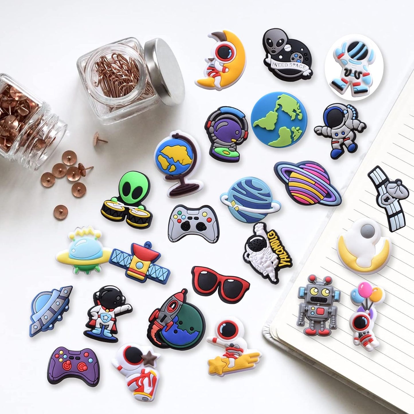 JAEZZIY Shoes Charm Suitable for Teenager Kids Boys Girls Sandals Cute Decoration Cool Car Money Space
