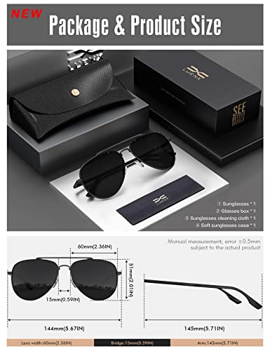 LUENX Aviator Sunglasses for Men Women Polarized - UV 400 Protection with case 60MM