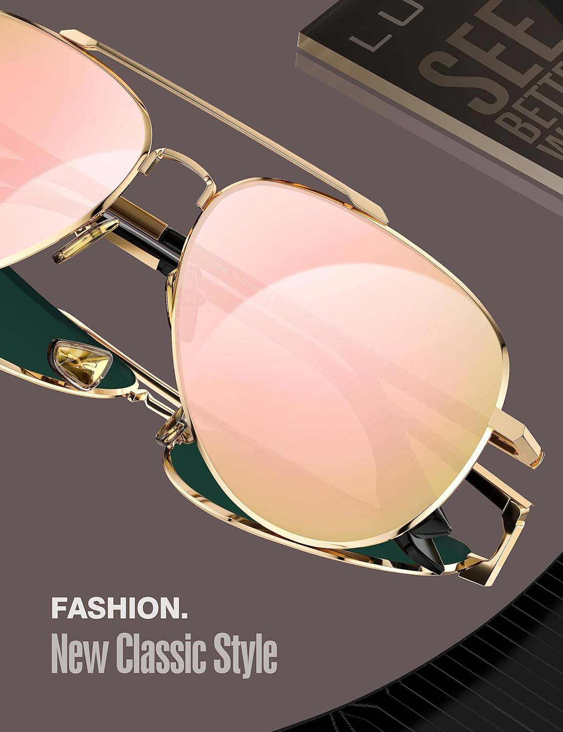 LUENX Aviator Sunglasses for Men Women Polarized - UV 400 Protection with case 60MM