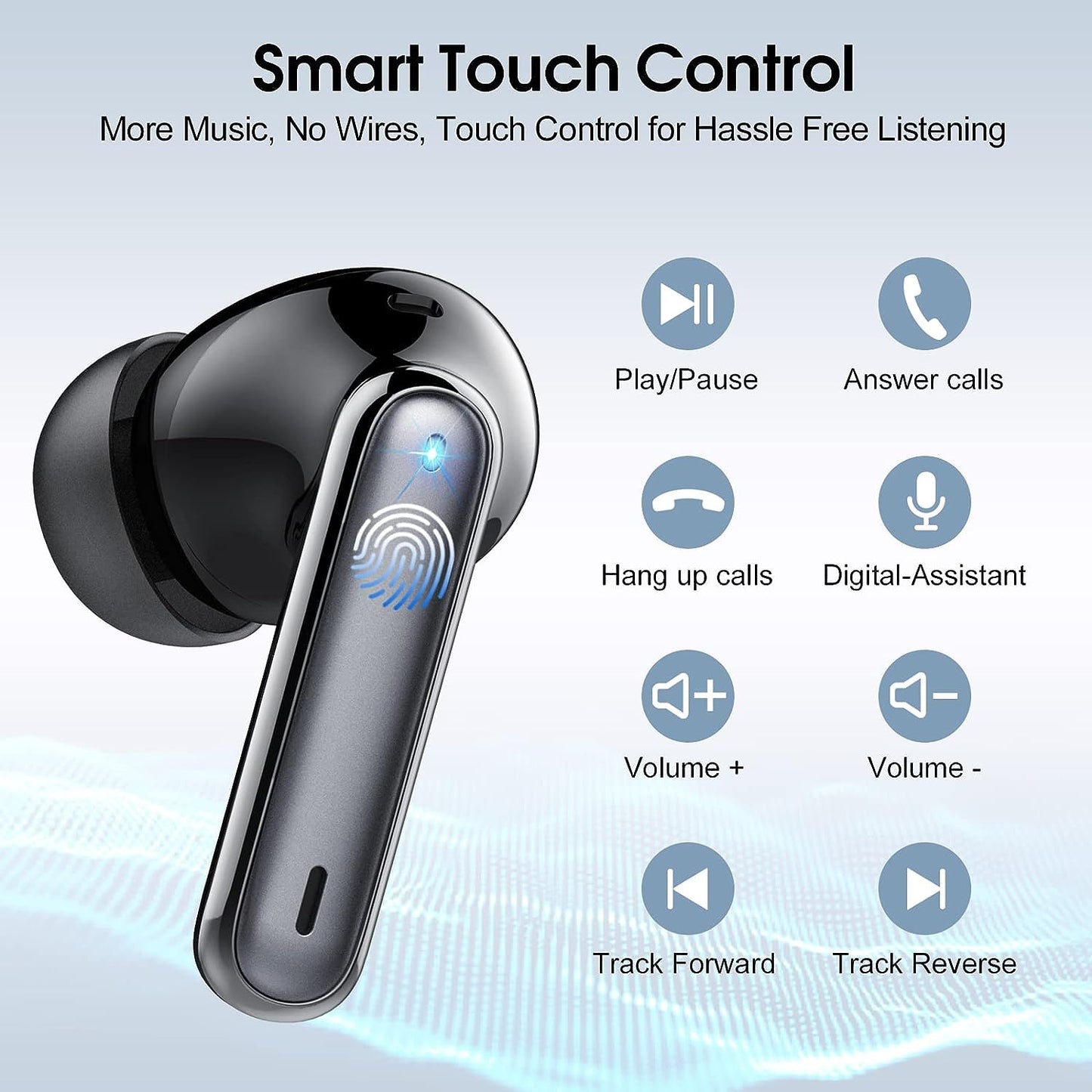Wireless Earbuds, 2023 Bluetooth Headphones 5.3 HiFi Stereo Earphones, 40H Playtime in-Ear Earbud, Bluetooth Earbud with LED Power Display, IP7 Waterproof Earphones Sport Headset for Android iOS