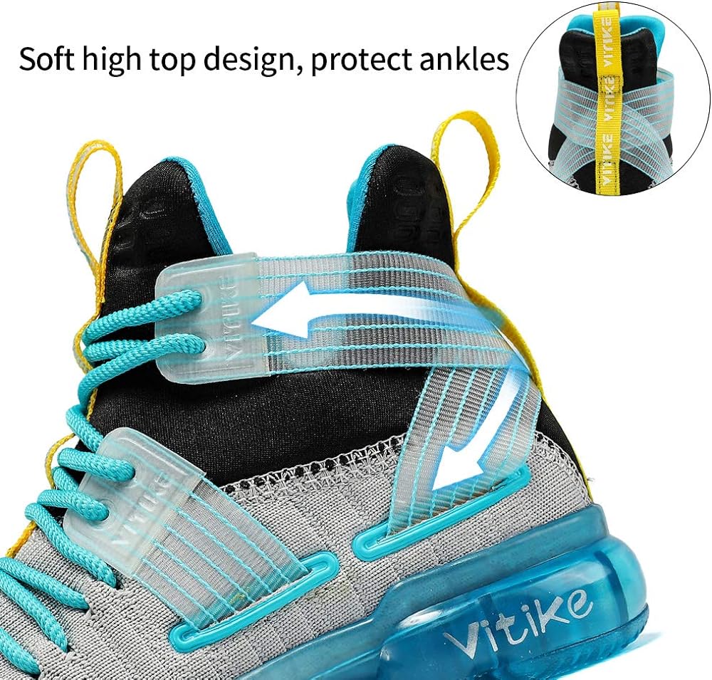 VITUOFLY Kids Basketball Shoes Boys Air Cushion Sneakers Girls Mid Top School Training Shoes Non-Slip Outdoor Sports Shoes Comfortable Boys Running Shoes Durable Little Kid/Big Kid