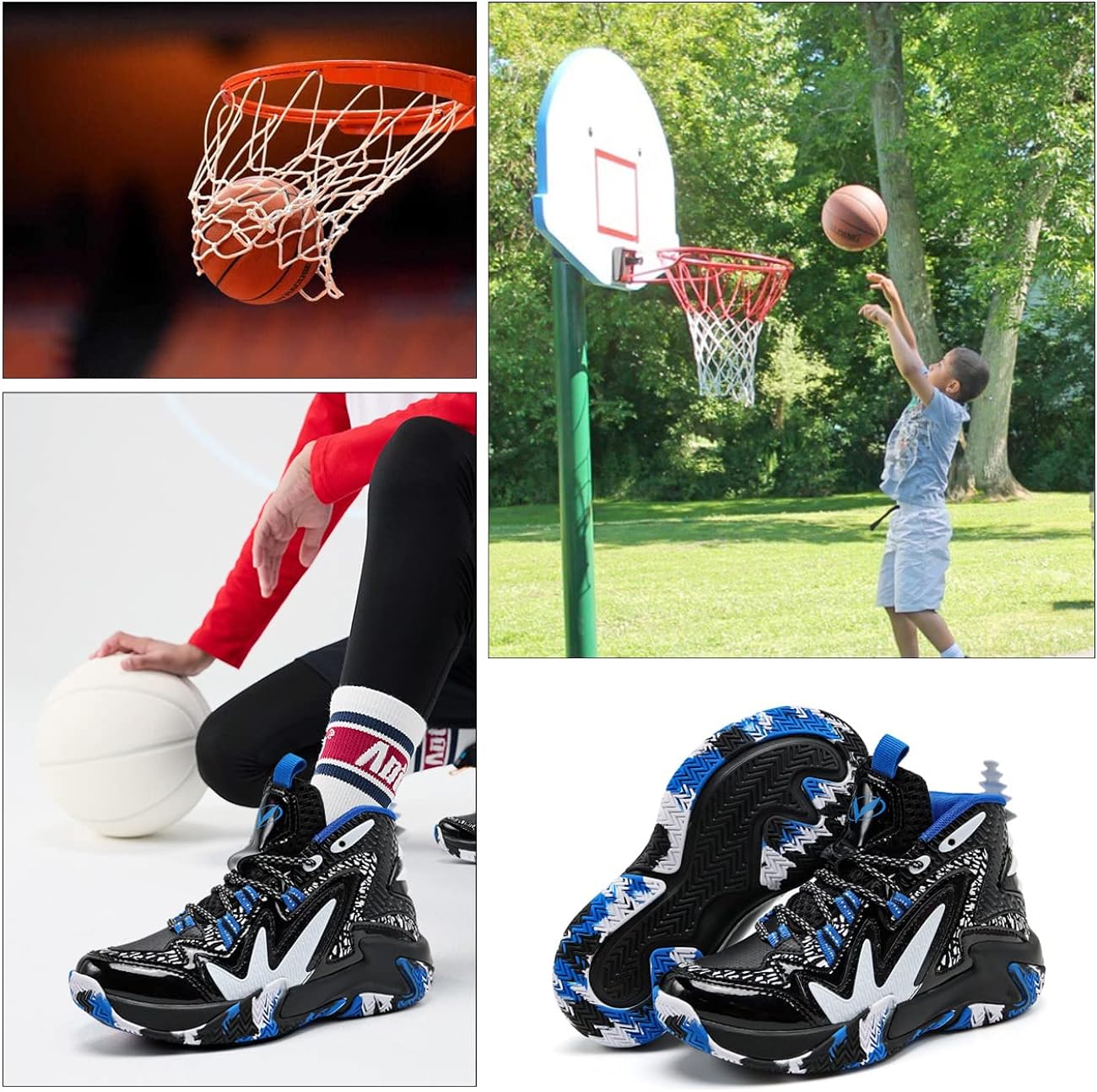 VITUOFLY Kids Basketball Shoes Boys Air Cushion Sneakers Girls Mid Top School Training Shoes Non-Slip Outdoor Sports Shoes Comfortable Boys Running Shoes Durable Little Kid/Big Kid