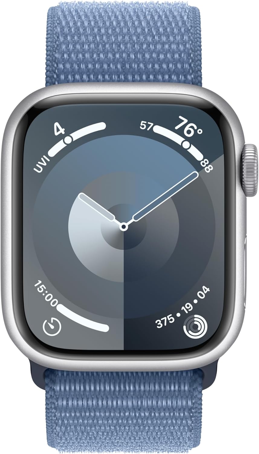 Apple Watch Series 9 [GPS + Cellular 41mm] Smartwatch with Gold Stainless Steel Case with Gold Sport Band S/M. Fitness Tracker, Blood Oxygen & ECG Apps, Always-On Retina Display