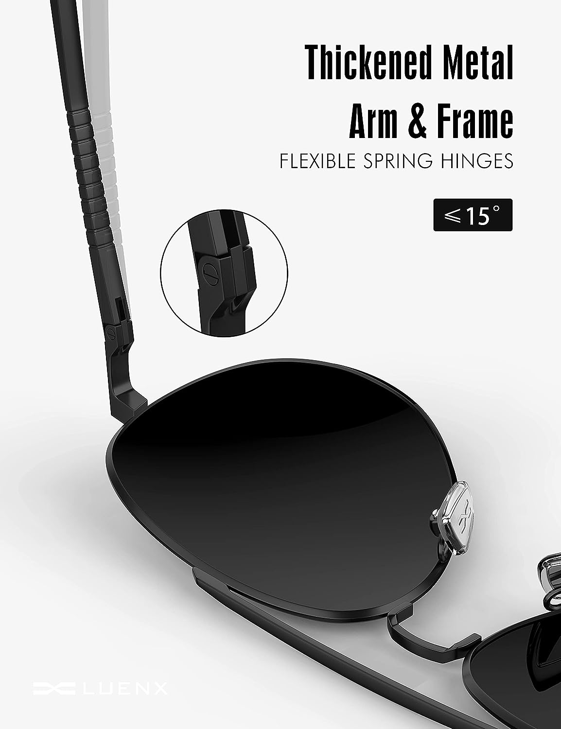 LUENX Aviator Sunglasses for Men Women Polarized - UV 400 Protection with case 60MM