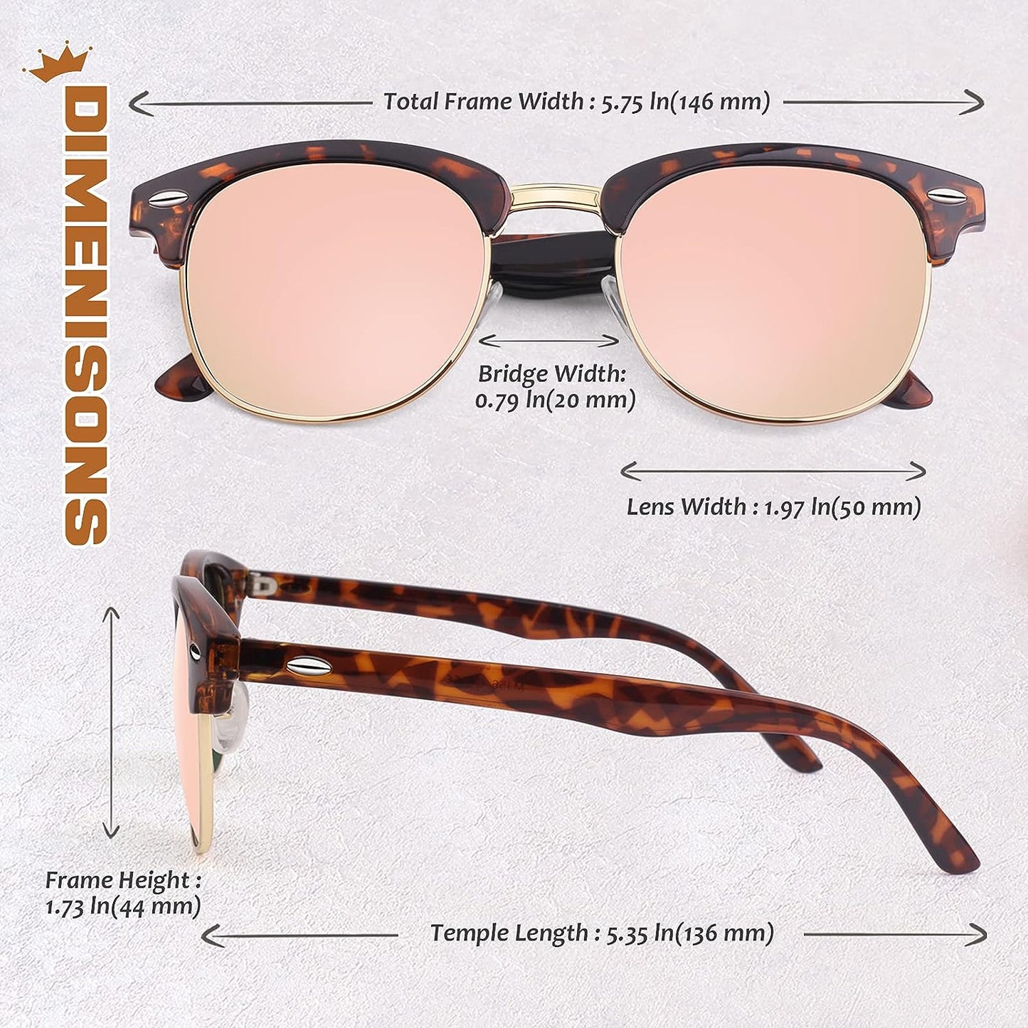GQUEEN Classic Horn Rimmed Semi Rimless Polarized Sunglasses for Men Women GQO6