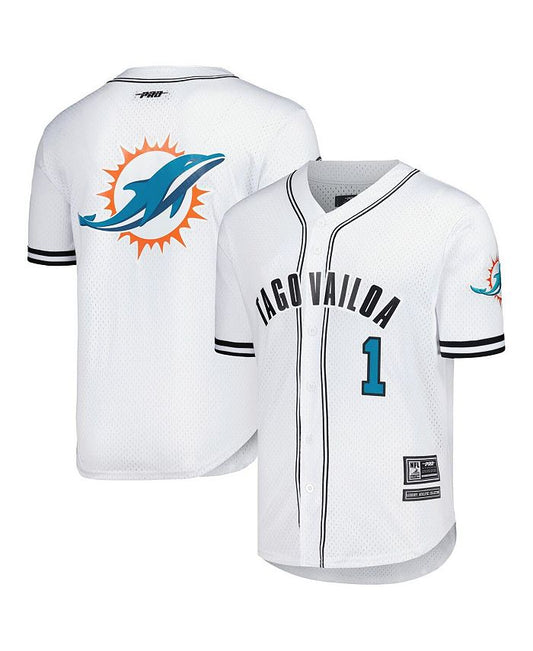 Men's Tua Tagovailoa White Miami Dolphins Baseball Player Button-Up Shirt