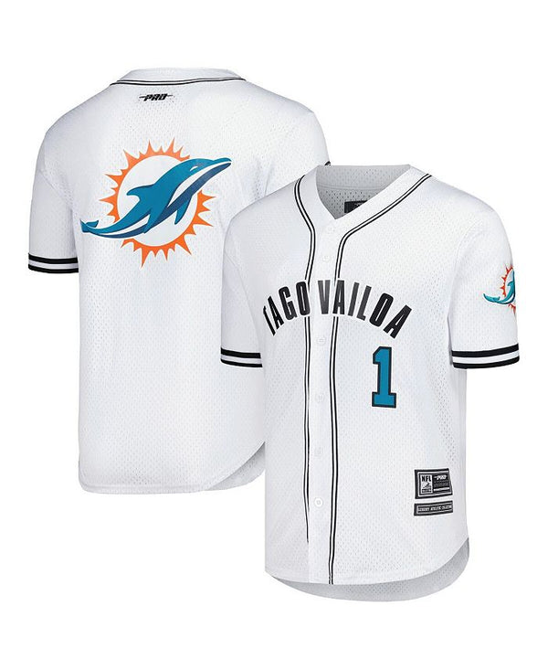Men's Tua Tagovailoa White Miami Dolphins Baseball Player Button-Up Shirt