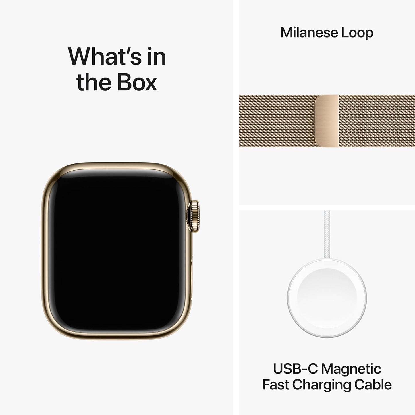 Apple Watch Series 9 [GPS + Cellular 41mm] Smartwatch with Gold Stainless Steel Case with Gold Sport Band S/M. Fitness Tracker, Blood Oxygen & ECG Apps, Always-On Retina Display