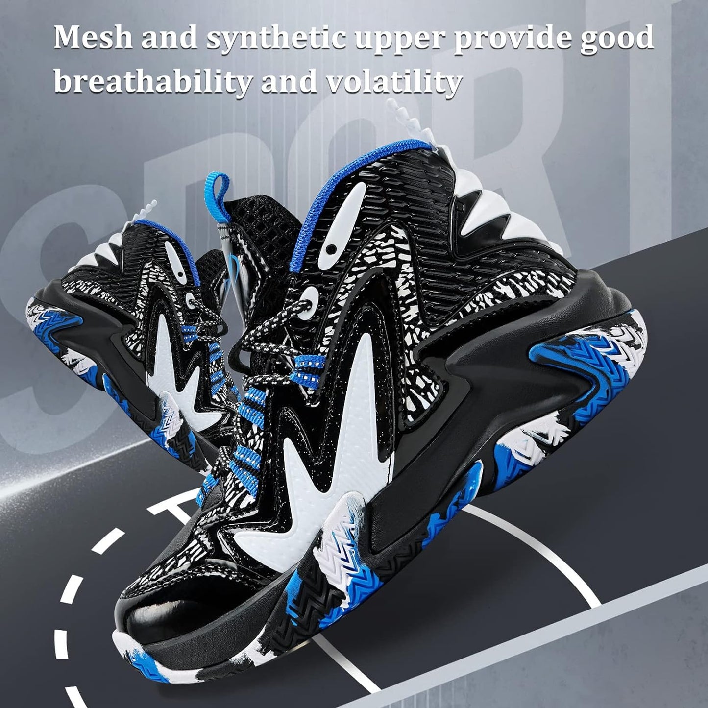 VITUOFLY Kids Basketball Shoes Boys Air Cushion Sneakers Girls Mid Top School Training Shoes Non-Slip Outdoor Sports Shoes Comfortable Boys Running Shoes Durable Little Kid/Big Kid