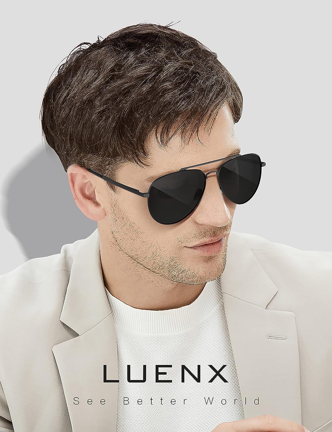 LUENX Aviator Sunglasses for Men Women Polarized - UV 400 Protection with case 60MM