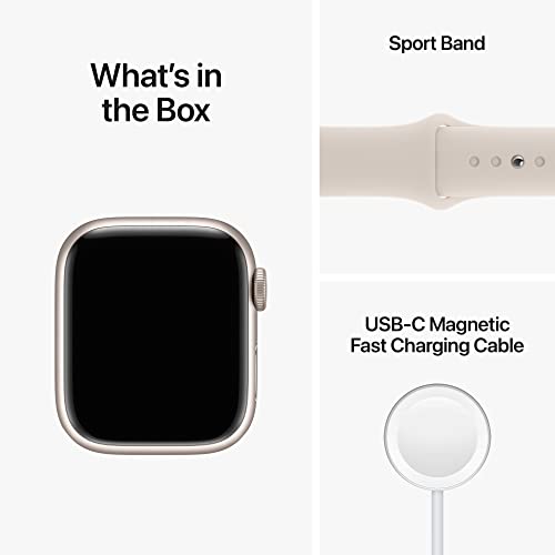 Apple Watch Series 8 [GPS + Cellular 41mm] Smart Watch w/Starlight Aluminum Case with Starlight Sport Band - S/M. Fitness Tracker, Blood Oxygen & ECG Apps, Always-On Retina Display, Water Resistant