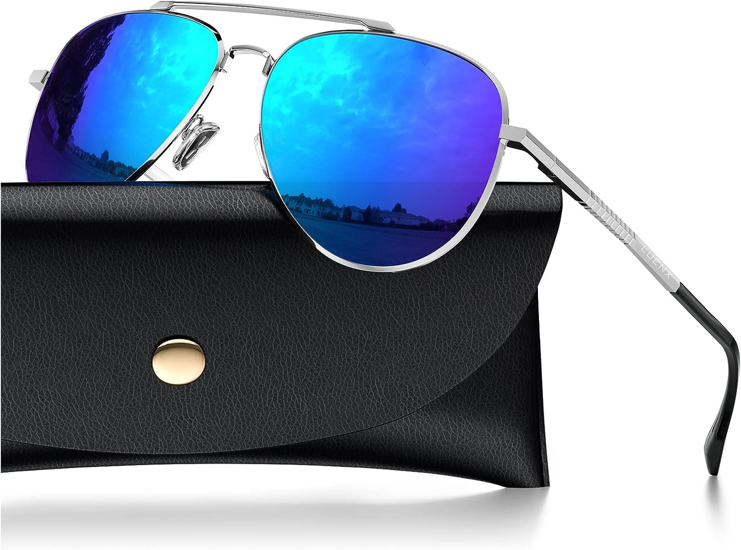 LUENX Aviator Sunglasses for Men Women Polarized - UV 400 Protection with case 60MM